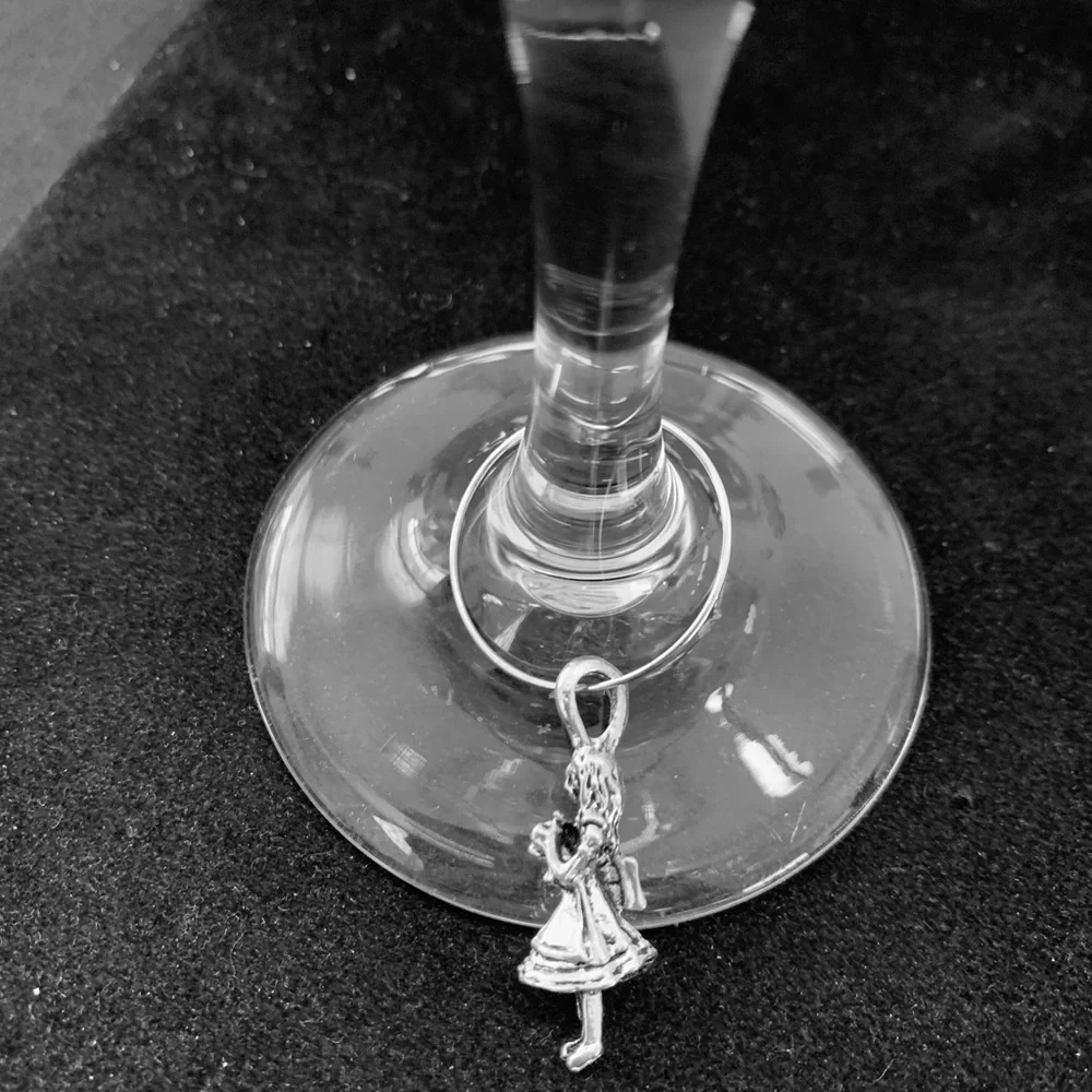 Alice in Wonderland themed Wine Glass Charm Tags set of 10